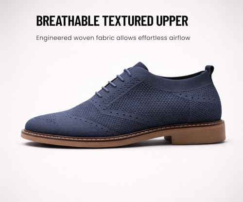 Image of Kraasa Men's Casual Sneaker Lace-Up Oxford Shoes | Breathable Knit Upper | Lightweight & Comfortable | Stylish Brown Sole | Office