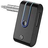 HUOTO Bluetooth Receiver,Portable AUX Bluetooth 5.0 Adapter for Car/Home Stereo/Speaker/Wired Headphones,Noise Cancelling for Clear Sound (Black-Gray)