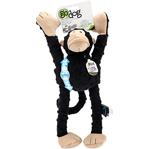 goDog Crazy Tugs Monkey with Chew Guard, Large, Black