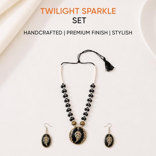 Image of AAKRITI ART CREATIONS Handcrafted Women's Jewelry Set - Ethnic Necklace and Earrings, Fashion Accessories for Special Occasions & Celebrations