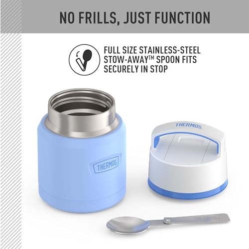 Image of THERMOS ICON Stainless Steel Food Jar with Spoon, 12 Ounce, Light Blue