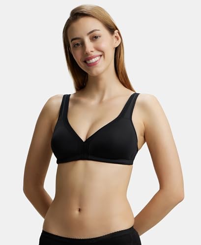 Image of Jockey 1820 Women Wirefree Non Padded Soft Touch Microfiber Elastane Stretch Full Coverage Everyday Bra with Stylised Mesh Panel