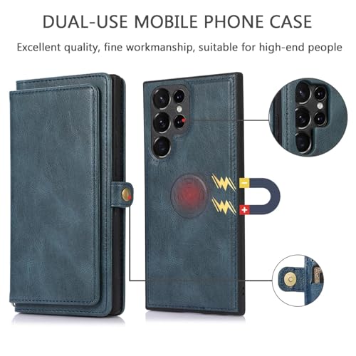 Étui portefeuille Galaxy S26 en cuir rétro vert avec porte-cartes détachable