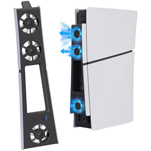 Ventilador de refrigeración de consola PS5 SLIM, ventilador de refrigeración para consolas PS5 SLIM, accesorios de refrigeración eficientes con 3 ventiladores más grandes, velocidad ajustable