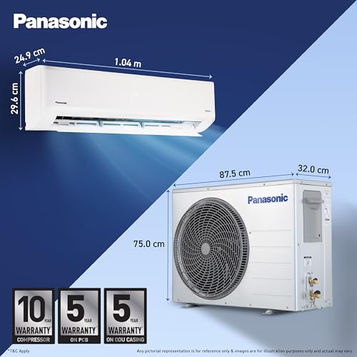 Image of Panasonic 2.0 Ton 5 Star New Star rated Premium WiFi Inverter Smart Split AC (Matter Enabled, AI, Higher Airflow,Crystal Clean, Copper Cond., 8in1 Convertible,4-Way,PM0.1 Filter,CS /CU-NU24BKY5W,White)