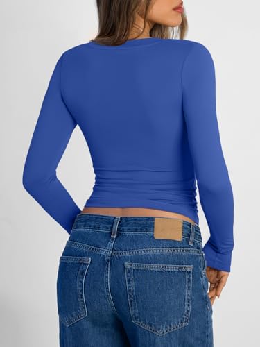 Image of Trendy Queen Womens Long Sleeve Shirts 2026 Fall Fashion Basics Crop Tops