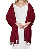 AURUZA Shawls and Wraps for Evening Dresses, Pashmina Shawls for Wedding Party, Softable Shawl Wraps Scarf for Women, Large Winter Scarves for Gift Travel Office Skiing Casual Life Red