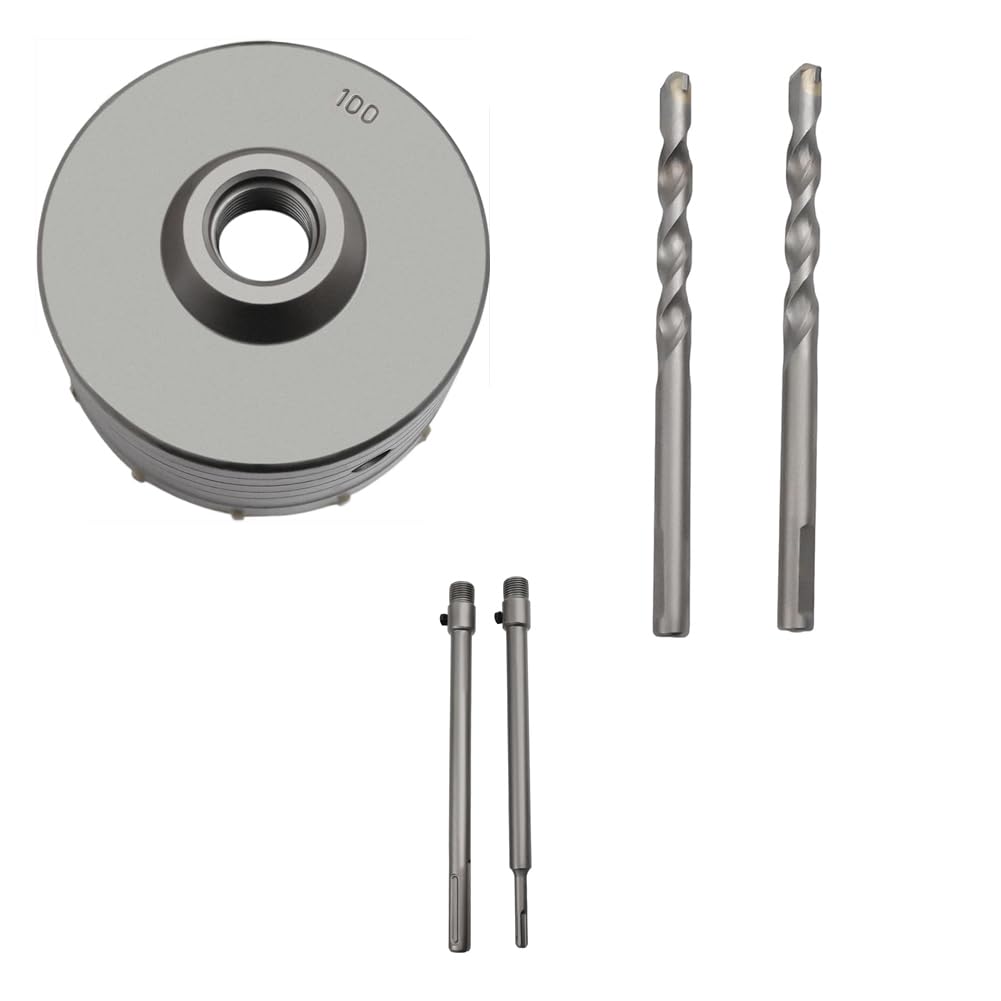 9 Pezzi In Cemento Armato Set Di Seghe A Tazza, Per Calcestruzzo Set Di Punte Da Trapano Con 30 40 65 80 100 MM Fresa Per Sega A Tazza E Punta SDS Plus Max Gambo Per Pareti in Mattoni Di Cemento