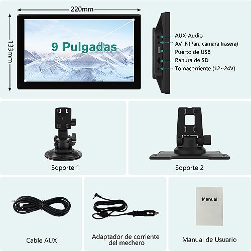 AWESAFE Pantalla 9” de CarPlay/Android Auto/iOS Mirror Inalámbrico y Auto Link por Cable, Radio Portátil para Coche, Admite Bluetooth/Siri/USB/TF/AUX, Negra