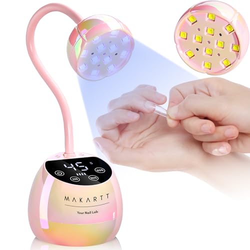 Image of Makartt UV LED Nail Lamp - Gooseneck UV Light for Nails Cordless Rechargeable USB 39mW /cm Dryer LED Lamp with Auto Sensor 4 Timer Settings Fast Curing for Nail Art Polish (Glazed Pink)