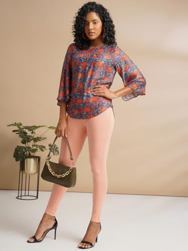 Image of ONE SKY Women Full Length Leggings | Cotton Modal Spandex Blend | High Waist Stretchable & Bio-Washed Fabric | Colour-Lock Technology | Comfortable Leggings for Women