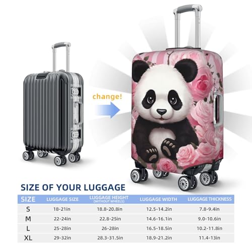 Elastic Travel Luggage Cover for Suitcase Tsa Approved Stretch Scratch-Resistant Suitcase Protector Cover Washable Panda Rose Flowers Pink White Stripe Baggage Covers Fits 18-32 Inch Luggage Case2