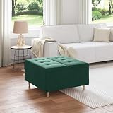 Vevorizon Aufbewahrungsottomane Dunkelgrün Samt 80 x 80 x 45 cm mit Stauraum gepolstert rutschfest vielseitig Wohnzimmer Schlafzimmer Flur Stabilität Komfort