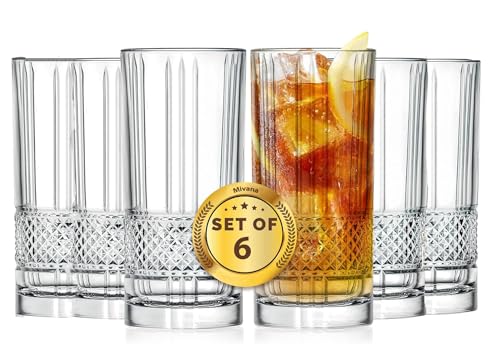 Image of bellemax 278 ML Juice Glasses | Premium Crystal Clear Water & Soft Drink Glasses | Ribbed Designer Long Tumbler Glass Set | Ideal for Juice, Mocktails, Cocktails, Cold Drinks & Daily Use (Set of 6)