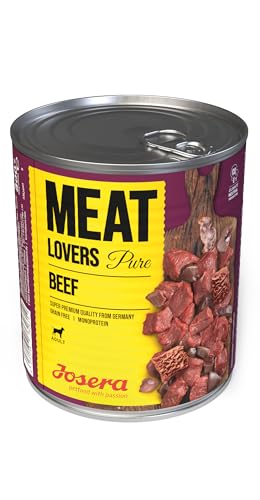 JOSERA Meat Lovers Pure Beef (6 x 800 g) | Adult | Premium Nassfutter für ausgewachsene Hunde | extra viel Rindfleisch (68%) | Monoprotein | getreidefrei | Hundefutter nass | 6er Pack