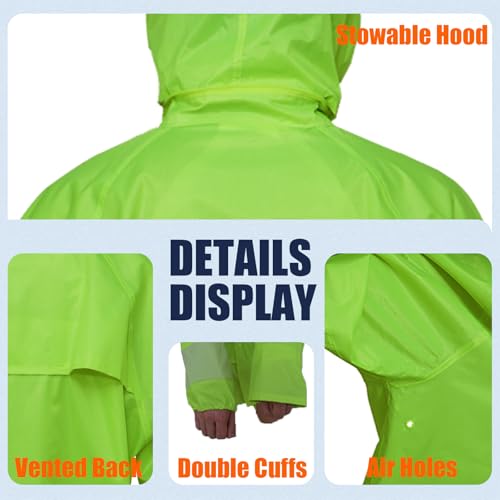 RainRider Rain Suits Safety Rain Jacket with Pants High Visibility Reflective Rain Gear2