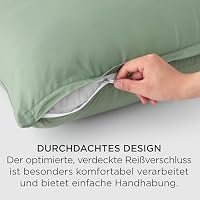 BEDSURE Kissenbezug 80x80 2er Set - 100% Baumwolle Kopfkissenbezug Grasgrün – Ansicht 4