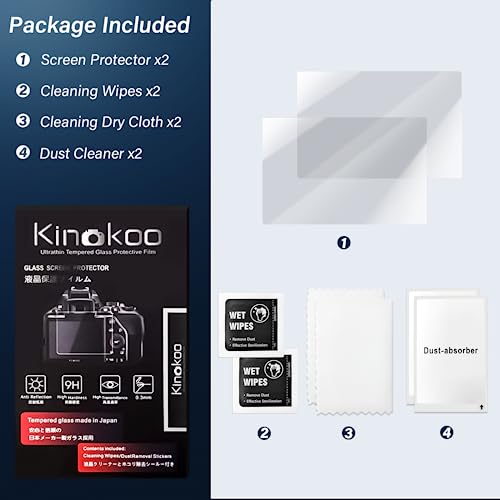Image of kinokoo Screen Protector for Nikon Z5 /Z6 /Z7 /Z f Camera - 0.25mm 9H Hardness Nikon Z5 Z6 Z7 Z f Tempered Glass Film Crystal Clear- Bubble-free /Anti-scratch(2 pack)
