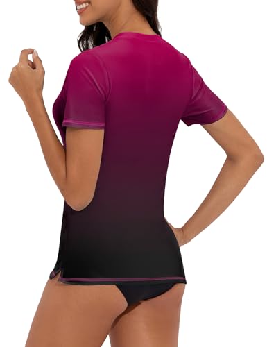 Women's V-Neck Short Sleeve Rash Guard Shirts UV Protection Swim Shirts UPF 50+ Lightweight Swimwear3