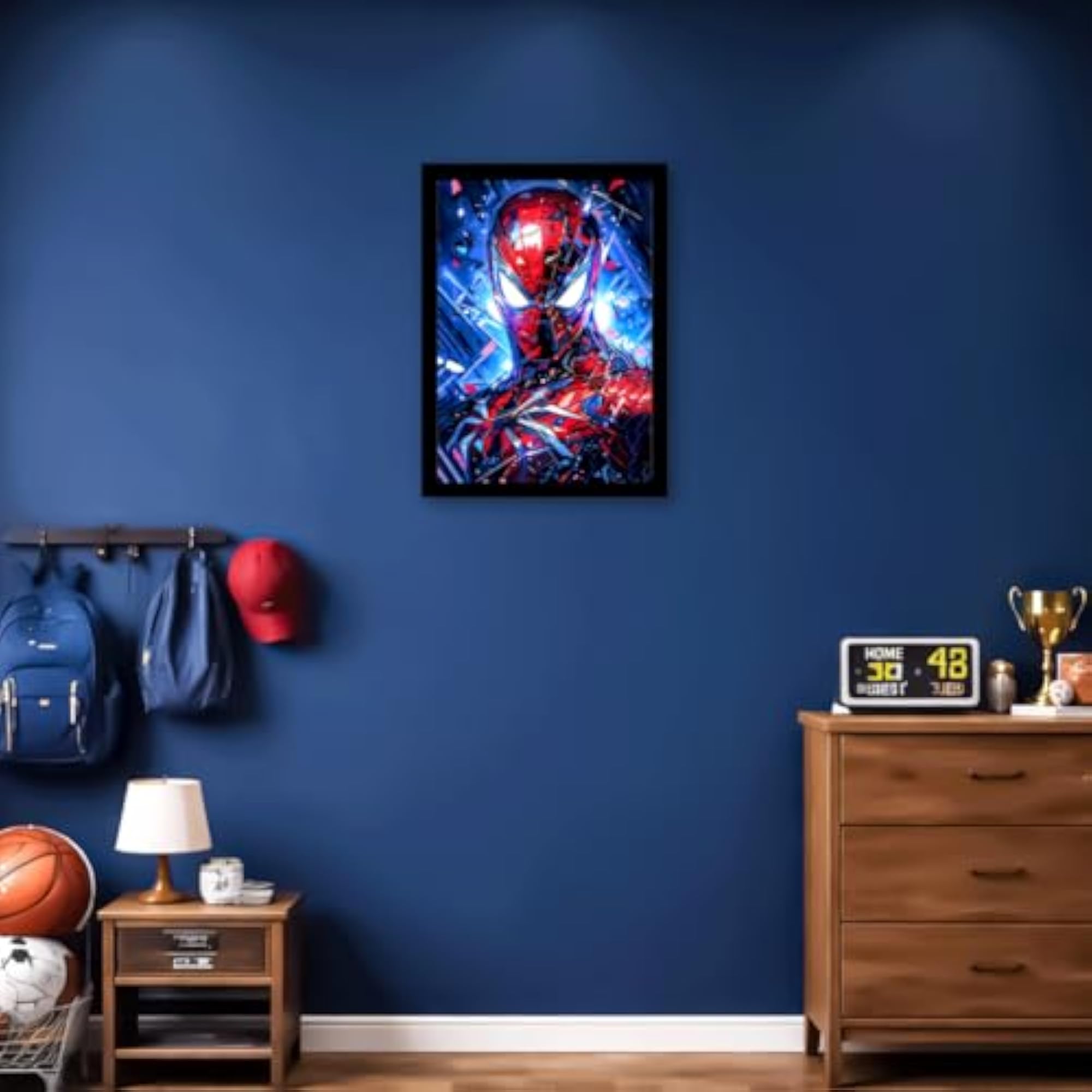 Wall Art Black Frame, Premium Synthetic Wood