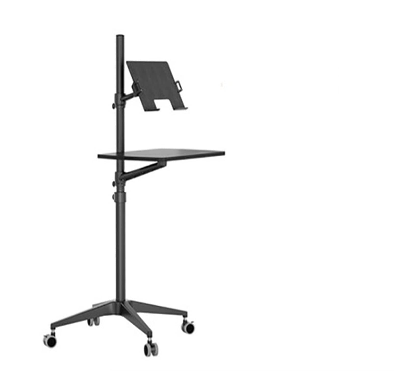 YNBSHGAA UT-2 Full Motion 2in1 Laptop Floor Stand Monitor Keyboard Support Height Adjust Moving Notebook Desk Home Office,Black