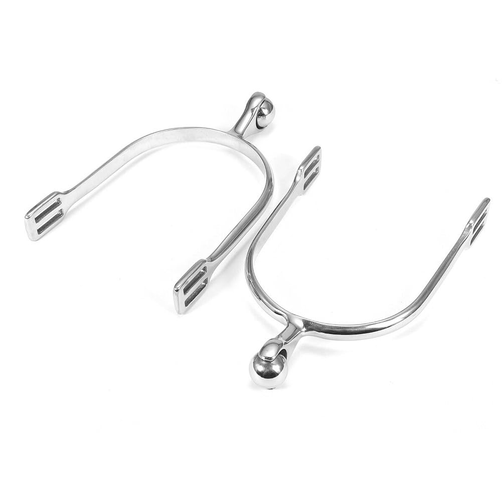 Faderr Espuelas de caballo, 1 par de espolones ecuestres de acero inoxidable, bola de rodillo, espolones de caballo, todo alrededor de caminar caballo cuerda espolones montar caballo accesorio