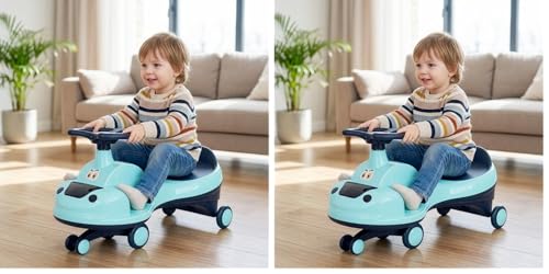 Image of R for Rabbit Iya Iya Zippy Swing Car for Kids - Magic Push Ride On Wiggle Car with Smooth ABEC7 Bearings & Scratch-Free PVC Wheels, Birthday Gift Toy for 3+ Years Boys & Girls, Up to 75 Kg (Lake Blue)