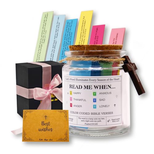 Christian Gifts for Women Men Bible Verse Jar Bible Accessories Prayer Jar Religious Gift for Mom Dad Baptism Gifts for Girls Boys