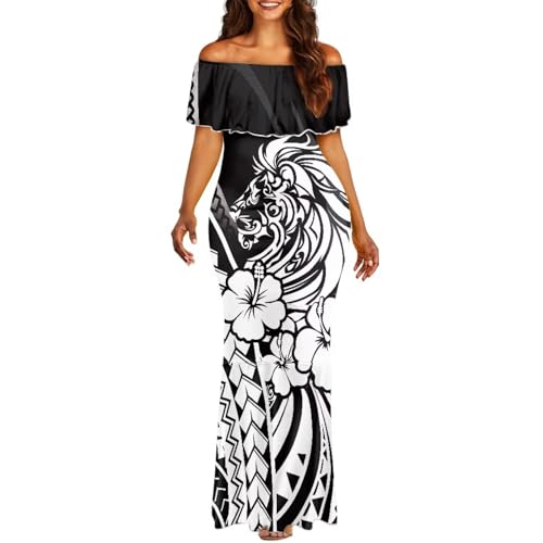 Image of Polynesian for Women S-7XL Off Shoulder Maxi Dress Hawaiian Summer Dresses