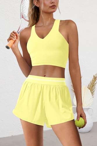 Nirovien Womens 2 Piece Workout Sets Athletic Gym Outfits Two Piece Matching Sets Cropped Tank Tops and Shorts4