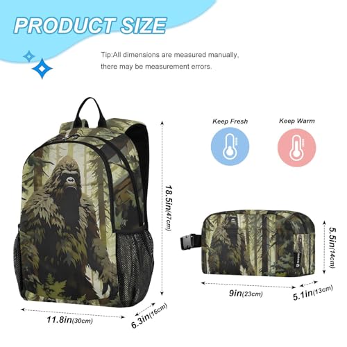 Gorilla Forest Backpack Lunch Bag Set for Hiking Picnic Travel, Backpacks with Insulated Lunch Box2