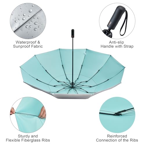 Image of G4Free 62 Inch Large Golf Umbrella Compact Reverse Travel Umbrella 10 Ribs Windproof for Rain Double Canopy Automatic Open Close