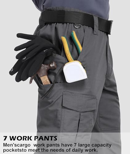 Zoofly Cargo Hose Für Männer Stretch Multi Taschen Arbeitshosen Mann Elastisch Funktionshose Herren Leichte Dunkelgrau 32Wx32L