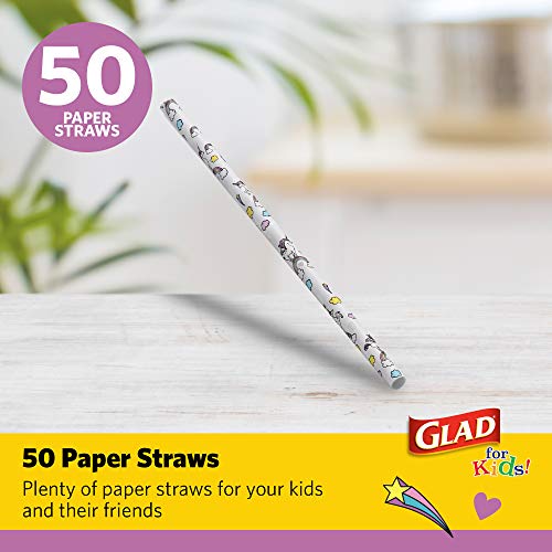 Glad For Kids Paper Straws | Unicorn Paper Straws With Fun And Adorable Design For Kids | 50 Count Disposable Paper Straws For Drinking | Drinking Straws For Kids #TOP1