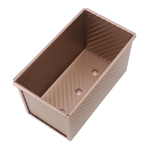Molde para pan antiadherente, caja para tostadas de pan de acero al carbono, molde para pan corrugado resistente, caja de pan cuadrada para sándwich de 8.1x4.6x4.6in para sándwich (Oro Sin Tapa)