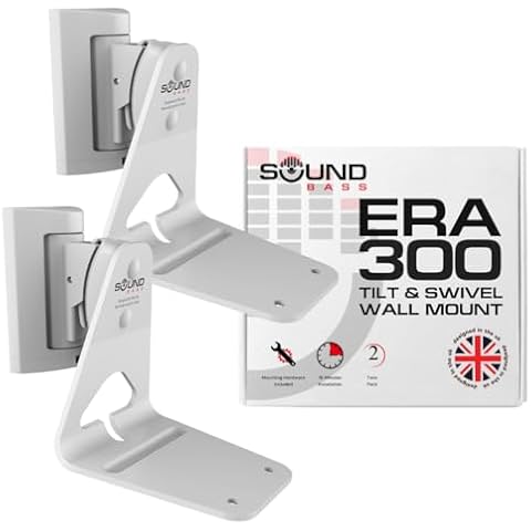 ERA300 Wall Mount Bracket, Tilt and Swivel, White, Twin (2pcs), Compatible with Sonos ERA 300, Effortless Installation, Includes Mounting Kit, Double, Pair Cover