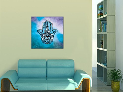 1art1 Duchowość plakat druk artystyczny na płótnie Hamsa, ręka fatimy, ochrona przed złym muralem druk XXL na nocie | Obraz 70x70 cm