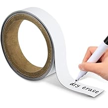 Houseables Magnetic Strip, Magnetic Tape, Magnet Tape, 1 IN x 25 FT, Magnet Roll, Dry Erase Label, Strips for White Board, Write On Labels, Whiteboard Sheet, Dry Erase Sheet, Writable, Wipe Off, Blank