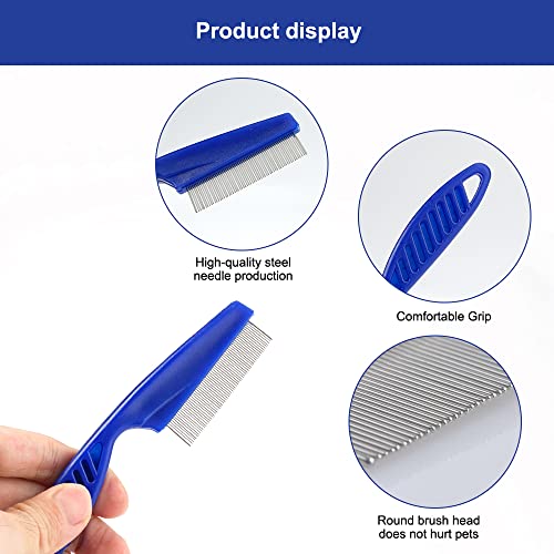 JINSION Läusekamm, 2 PCS Flohkamm Hunde für Katzen, Zeckenkamm für Hunde Staubkamm für Effektiv Gegen Flöhe & Läuse, Tränenfleckentferner Kamm, Haustierkamm Profi Entfernen Floh Kamm für Hund & Katze