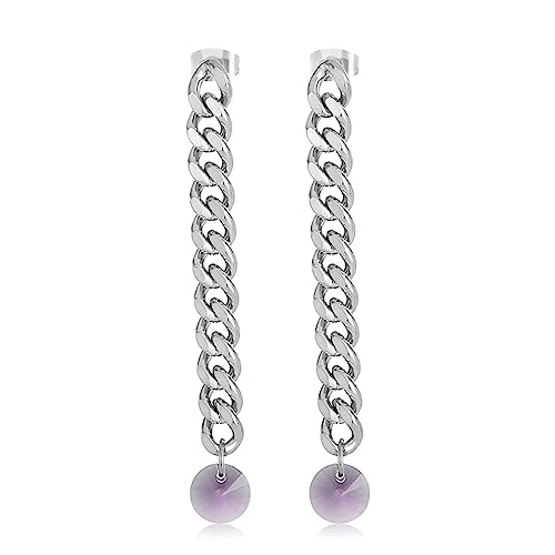 Boucles d'oreilles pendantes en acier inoxydable avec pierre de verre pour femmes