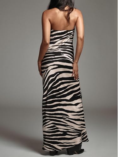 Image of Women Y2k Strapless Maxi Dress Floral Print Tube Long Dress Boho Beach Sundress Going Out Streetwear