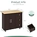 Shintenchi Rolling Kitchen Island Cart with Folding Drop Leaf Breakfast Bar, Portable Trolley Island with Large Storage Cabinet, Shelf and Drawer, Brown