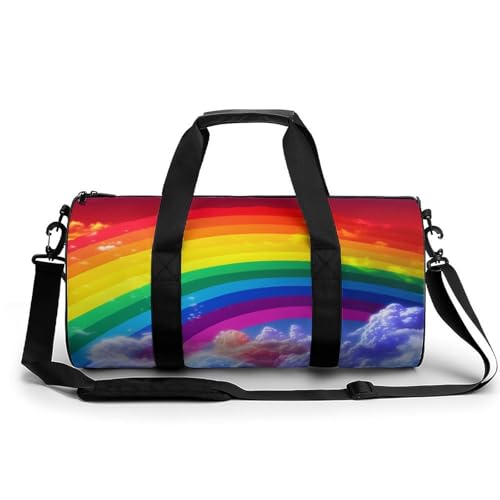 Duffel Bag Rainbow Printed Foldable Gym Bag for Men Women Duffle Bag Lightweight with Inner Pocket for Travel Sports
