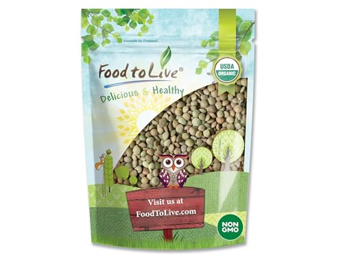 Organic Whole Green Lentils, 3 Pounds – Non-GMO, Dried Raw Beans, Sproutable, Vegan, Kosher, Bulk. High in Folate, Dietary Fiber, Protein. No Soaking Required. Great for Soups, and Veggie Burgers.