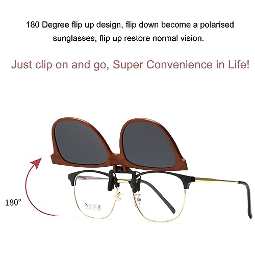 Image of Long Keeper Clip On Sunglasses - Polarized Flip Up Clip-on Sunglasses for Women & Men - Over Prescription Glasses