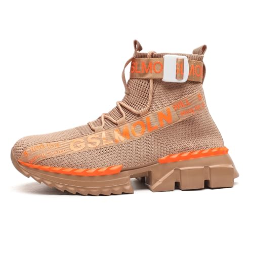 Image of Jakcuz Men's High Top Sneakers Plus Size Breathable Gym Athletic Running Walking Tennis Comfortable Fashion Platform Shoes