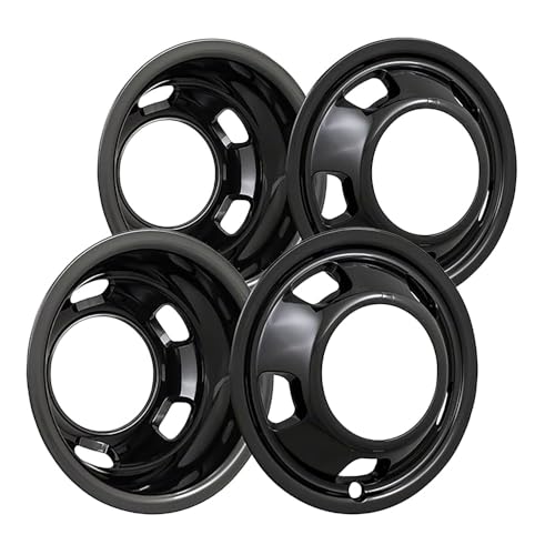 Fuel Rider Set of 4 Gloss Black ABS Wheel Simulators Compatible with 03-03 RAM 3500 8 Lug, 5 Hand Holes, Full Set Wheel Covers