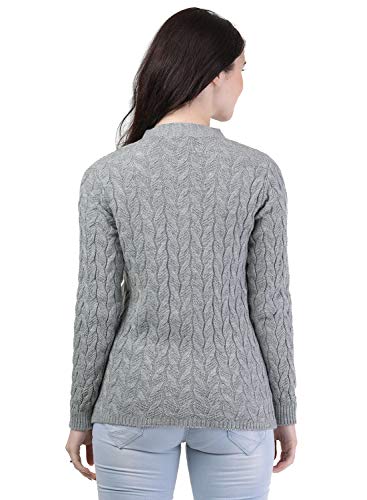Image of Kalt Women Full Sleeves Cable Button Acrylic V-Neck Sweater