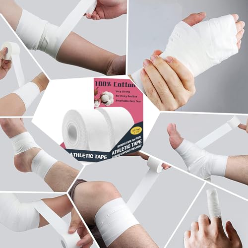 Image of Athletic Tape, 2‑Pack White Sports Tape, Strong, Breathable & Easy‑to‑Tear