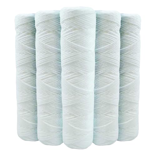 Lot de 5 Cartouches Bobinée Filtre à Eau Anti Sédiments 9 pouces 3/4-20 microns Compatibles Filtre 10 pouces
